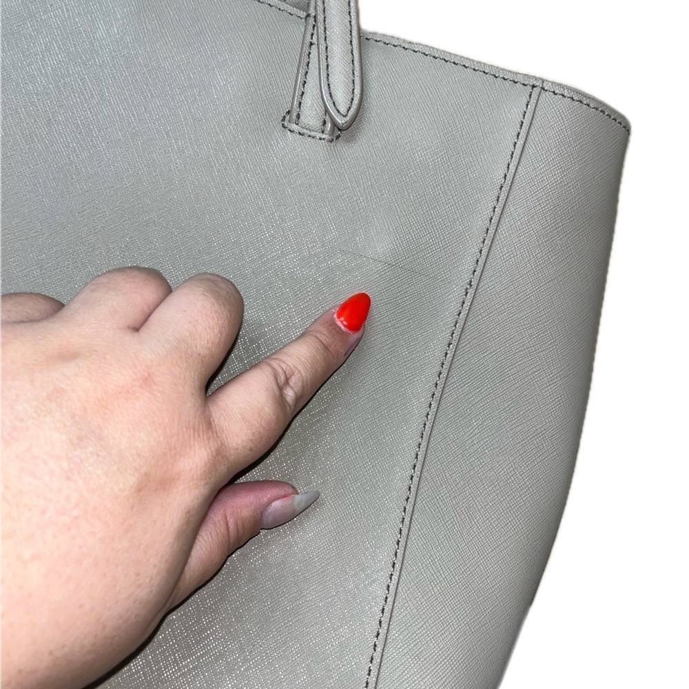 Tory Burch Gray Saffiano Leather Tote - Picture 9 of 16